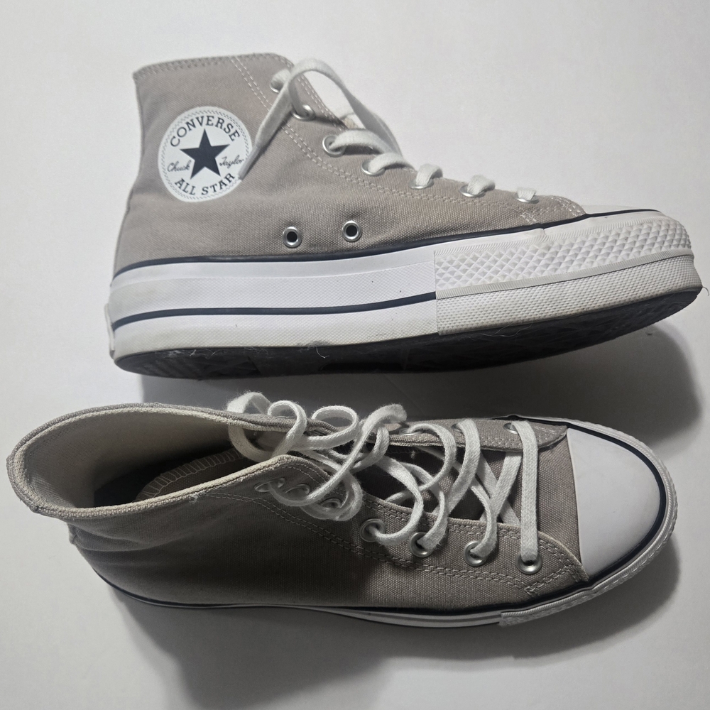 Converse Canvas High-Tops in Cream and White - Picture 2 of 8